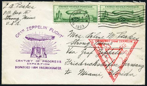 US Stamps Prices Scott # C18: 50c 1933 Air Graf Zeppelin. Harmer-Schau Auction Galleries, Apr 2008, Sale 77, Lot 137
