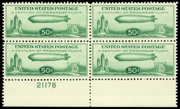 US Stamps Price Scott #C18: 1933 50c Air Graf Zeppelin. Daniel Kelleher Auctions, Oct 2014, Sale 660, Lot 2517