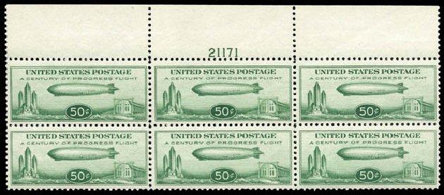 US Stamps Prices Scott Cat. C18: 50c 1933 Air Graf Zeppelin. Matthew Bennett International, Apr 2008, Sale 326, Lot 588