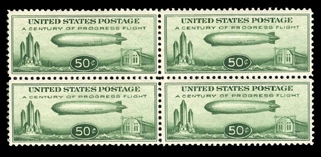 Cost of US Stamps Scott Catalogue #C18 - 1933 50c Air Graf Zeppelin. Cherrystone Auctions, Jan 2010, Sale 201001, Lot 198