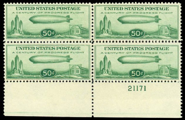 Cost of US Stamps Scott Catalog #C18: 50c 1933 Air Graf Zeppelin. Daniel Kelleher Auctions, Dec 2013, Sale 640, Lot 528
