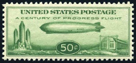 Values of US Stamp Scott Cat. C18: 50c 1933 Air Graf Zeppelin. Harmer-Schau Auction Galleries, Oct 2008, Sale 79, Lot 279