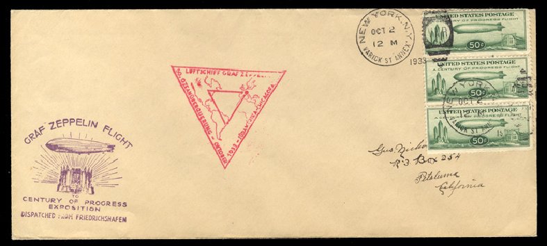Costs of US Stamp Scott Catalogue C18: 1933 50c Air Graf Zeppelin. Cherrystone Auctions, Jan 2014, Sale 201401, Lot 40