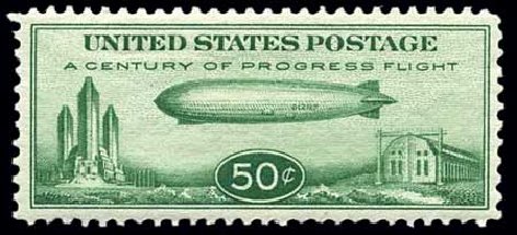 US Stamp Values Scott Cat. C18: 50c 1933 Air Graf Zeppelin. Harmer-Schau Auction Galleries, Oct 2008, Sale 79, Lot 280
