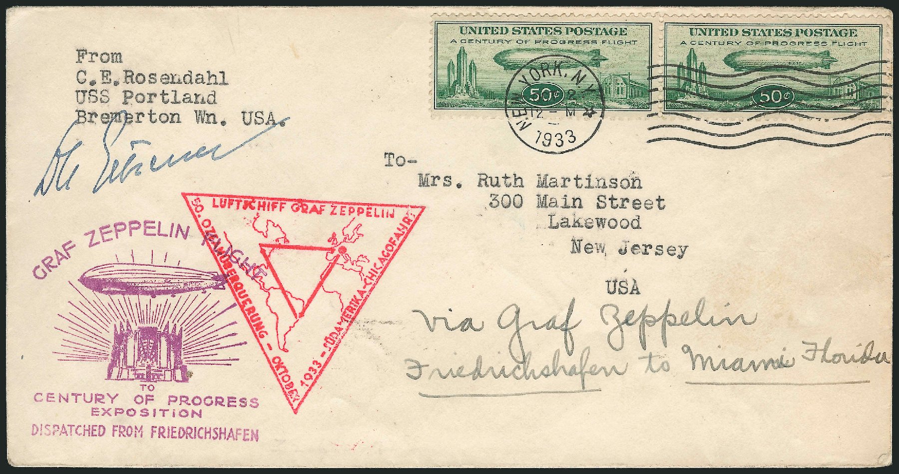 US Stamps Prices Scott Catalog # C18: 1933 50c Air Graf Zeppelin. Robert Siegel Auction Galleries, Dec 2010, Sale 1003, Lot 5100