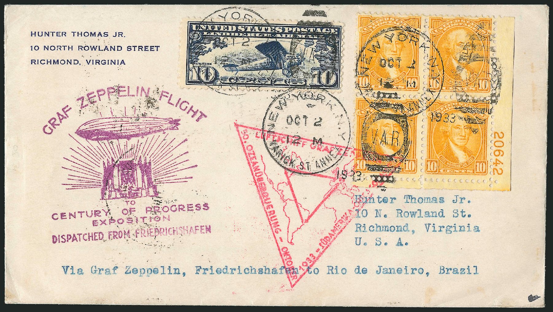 US Stamps Values Scott C18: 50c 1933 Air Graf Zeppelin. Robert Siegel Auction Galleries, Dec 2010, Sale 1003, Lot 5110