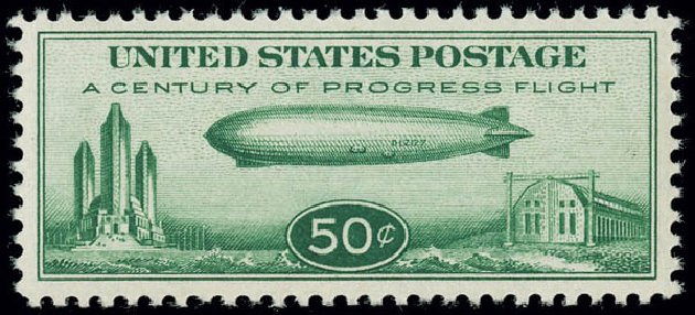 US Stamp Prices Scott Catalogue #C18 - 50c 1933 Air Graf Zeppelin. Matthew Bennett International, Jun 2008, Sale 328, Lot 1134