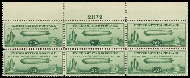 US Stamp Price Scott Catalogue C18 - 1933 50c Air Graf Zeppelin. Daniel Kelleher Auctions, Aug 2012, Sale 631, Lot 1634