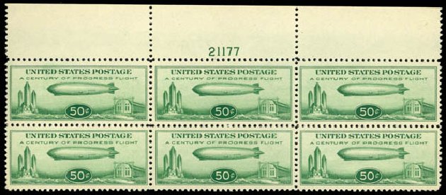 US Stamp Values Scott C18: 50c 1933 Air Graf Zeppelin. Daniel Kelleher Auctions, May 2014, Sale 653, Lot 2484