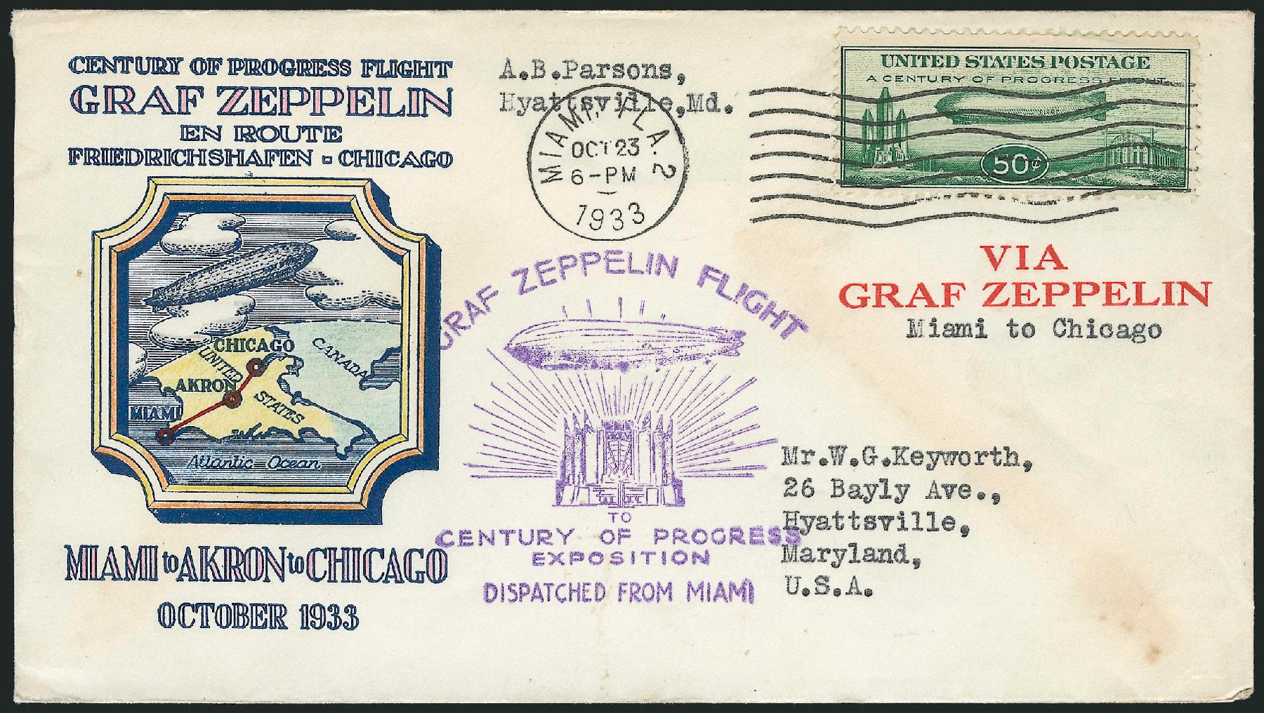 Cost of US Stamps Scott Cat. C18 - 1933 50c Air Graf Zeppelin. Robert Siegel Auction Galleries, Dec 2010, Sale 1003, Lot 5114