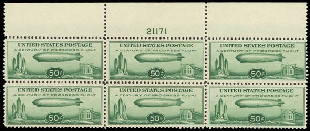 Value of US Stamps Scott #C18 - 1933 50c Air Graf Zeppelin. Daniel Kelleher Auctions, Aug 2012, Sale 631, Lot 1635