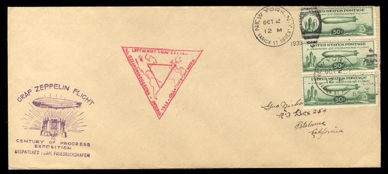 US Stamp Price Scott #C18 - 50c 1933 Air Graf Zeppelin. Cherrystone Auctions, Jul 2009, Sale 200907, Lot 172