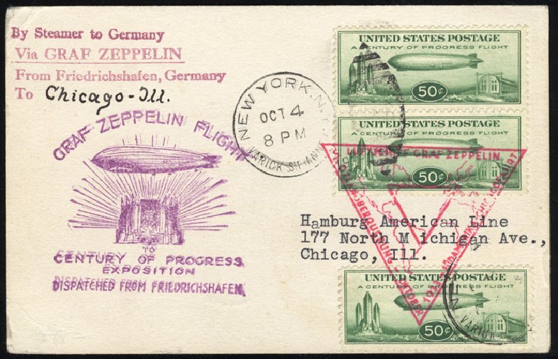 Price of US Stamps Scott Catalogue C18 - 50c 1933 Air Graf Zeppelin. Cherrystone Auctions, Mar 2010, Sale 201003, Lot 222