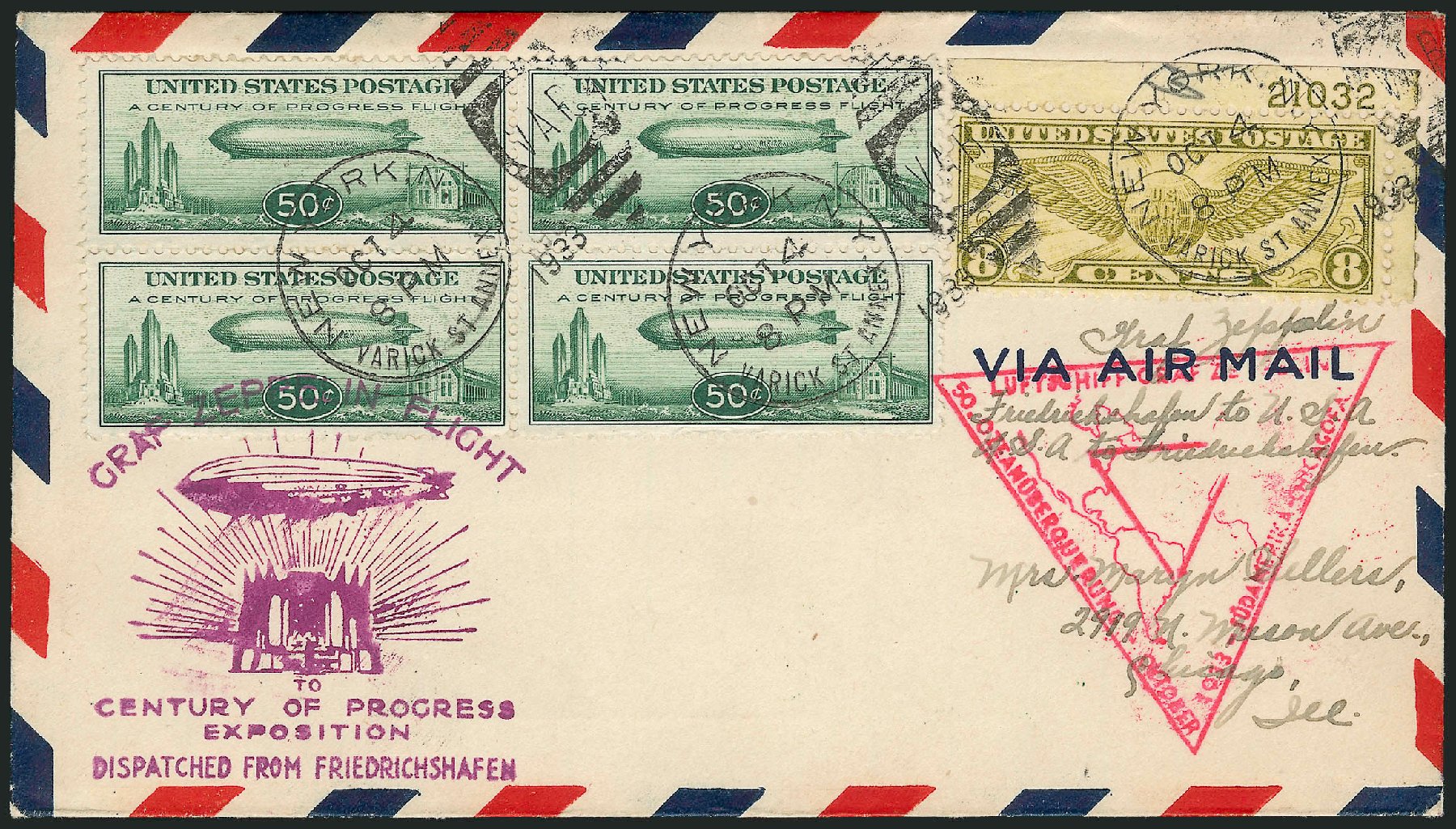 US Stamp Values Scott Cat. #C18: 50c 1933 Air Graf Zeppelin. Robert Siegel Auction Galleries, Dec 2010, Sale 1003, Lot 5113