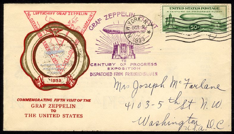 Value of US Stamp Scott #C18 - 1933 50c Air Graf Zeppelin. Cherrystone Auctions, Jun 2009, Sale 200906, Lot 386