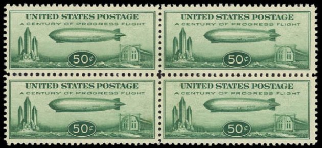 Costs of US Stamps Scott Catalog C18: 50c 1933 Air Graf Zeppelin. Daniel Kelleher Auctions, Jul 2011, Sale 625, Lot 1136