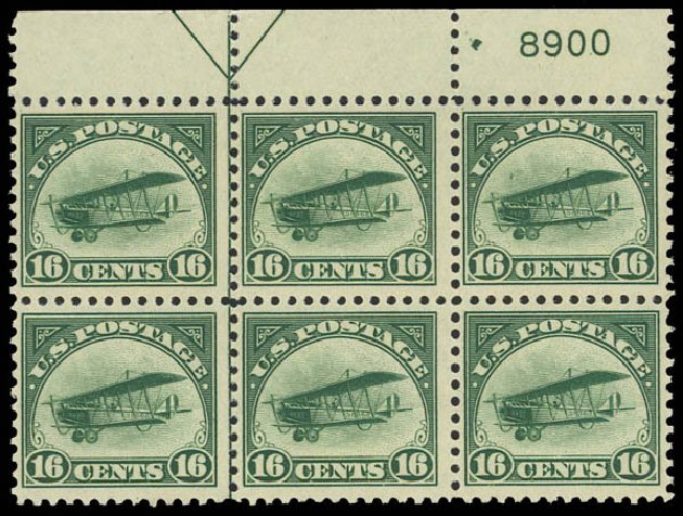 Values of US Stamps Scott Catalog # C2 - 1918 16c Air Curtiss Jenny. Daniel Kelleher Auctions, Aug 2012, Sale 631, Lot 1607