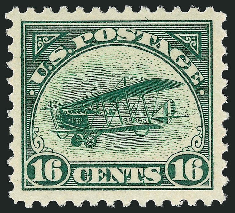 Value of US Stamps Scott C2 - 16c 1918 Air Curtiss Jenny. Robert Siegel Auction Galleries, Dec 2008, Sale 967, Lot 5027
