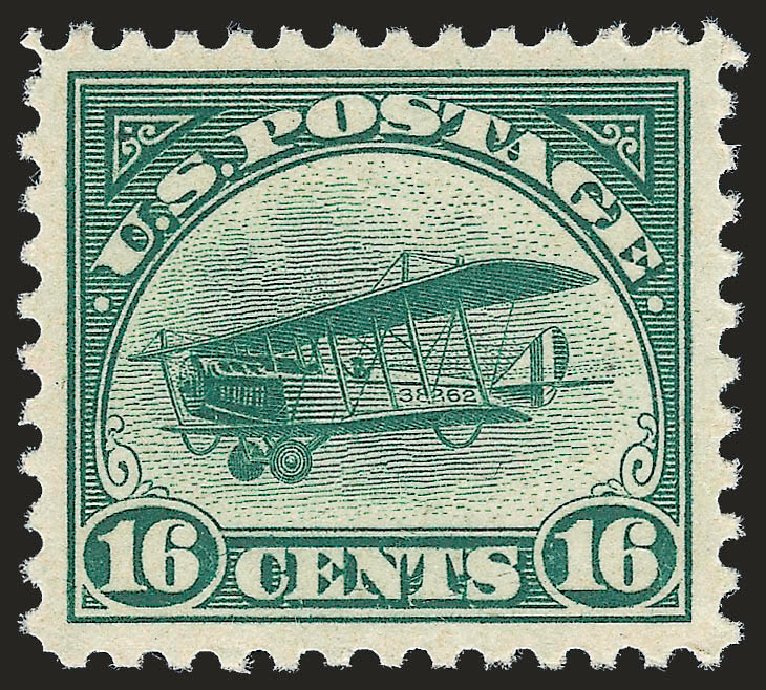US Stamp Price Scott Catalog C2 - 16c 1918 Air Curtiss Jenny. Robert Siegel Auction Galleries, Sep 2009, Sale 976, Lot 2217