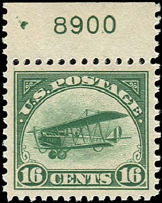 US Stamp Prices Scott Catalog # C2 - 1918 16c Air Curtiss Jenny. Regency-Superior, Nov 2014, Sale 108, Lot 1068