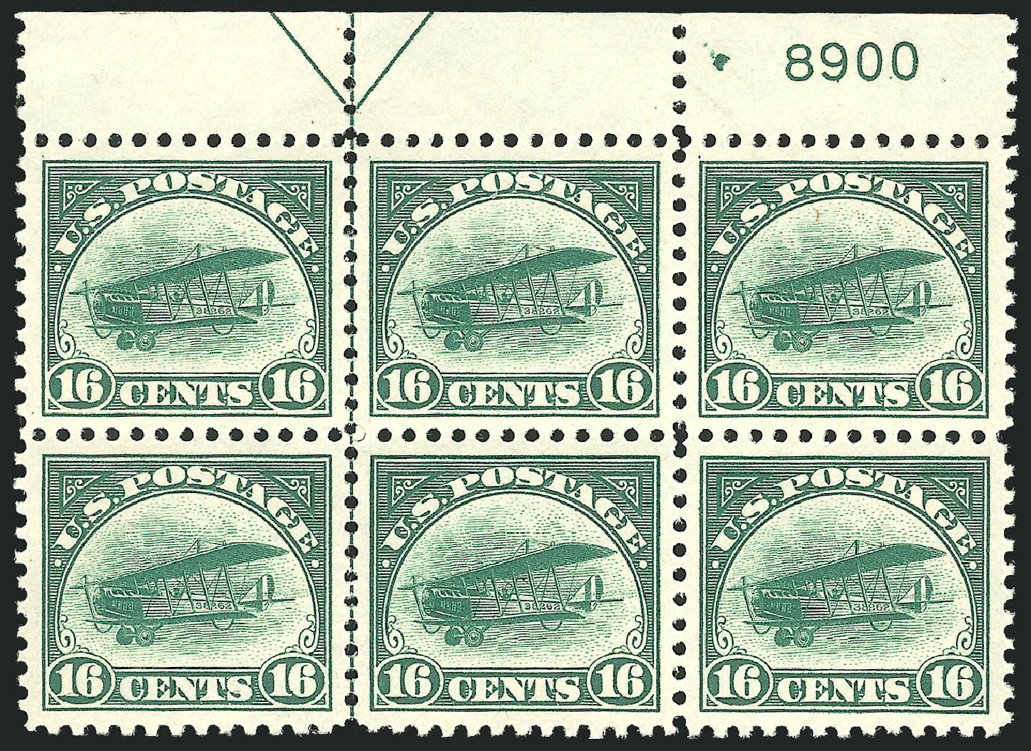 Values of US Stamp Scott Catalog # C2: 16c 1918 Air Curtiss Jenny. Robert Siegel Auction Galleries, Jul 2013, Sale 1050, Lot 688