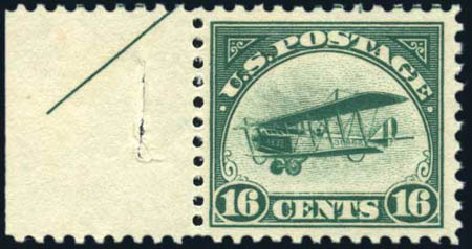 Value of US Stamps Scott Catalog C2 - 1918 16c Air Curtiss Jenny. Harmer-Schau Auction Galleries, Apr 2010, Sale 85, Lot 329