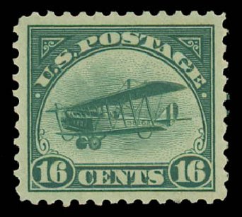 Costs of US Stamp Scott Cat. #C2 - 16c 1918 Air Curtiss Jenny. Daniel Kelleher Auctions, Jan 2012, Sale 628, Lot 669