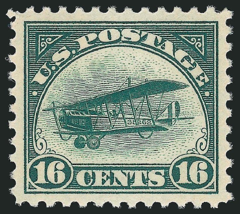 Value of US Stamps Scott Catalog C2: 16c 1918 Air Curtiss Jenny. Robert Siegel Auction Galleries, Jun 2011, Sale 1011, Lot 819
