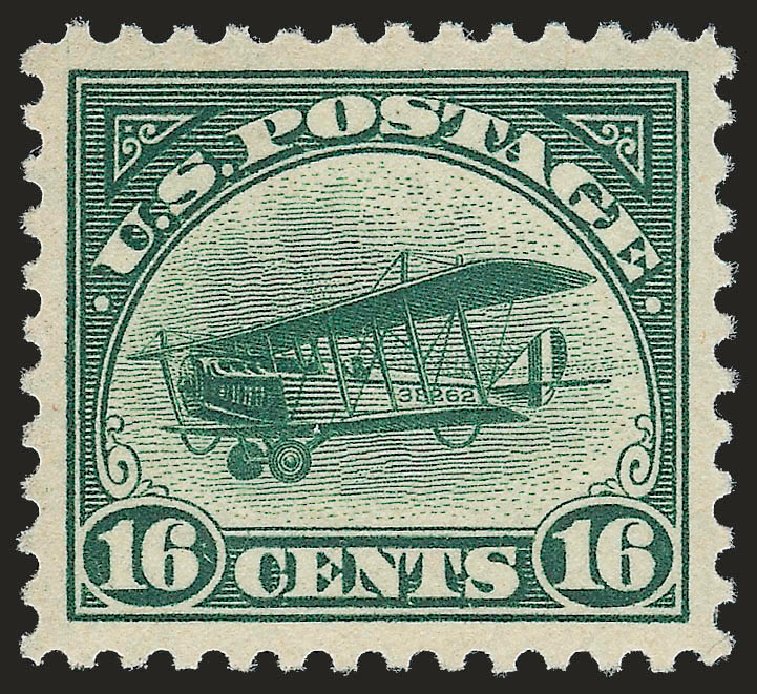 Costs of US Stamps Scott Cat. #C2 - 16c 1918 Air Curtiss Jenny. Robert Siegel Auction Galleries, Dec 2009, Sale 982, Lot 6029