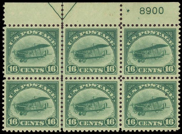 US Stamp Value Scott Cat. # C2 - 16c 1918 Air Curtiss Jenny. Daniel Kelleher Auctions, Jan 2012, Sale 628, Lot 670