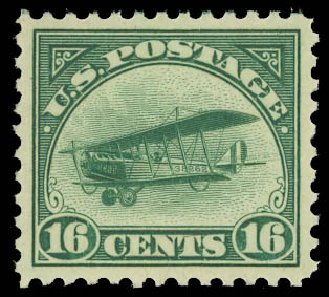 US Stamp Prices Scott Catalog # C2 - 1918 16c Air Curtiss Jenny. Daniel Kelleher Auctions, Apr 2012, Sale 629, Lot 450