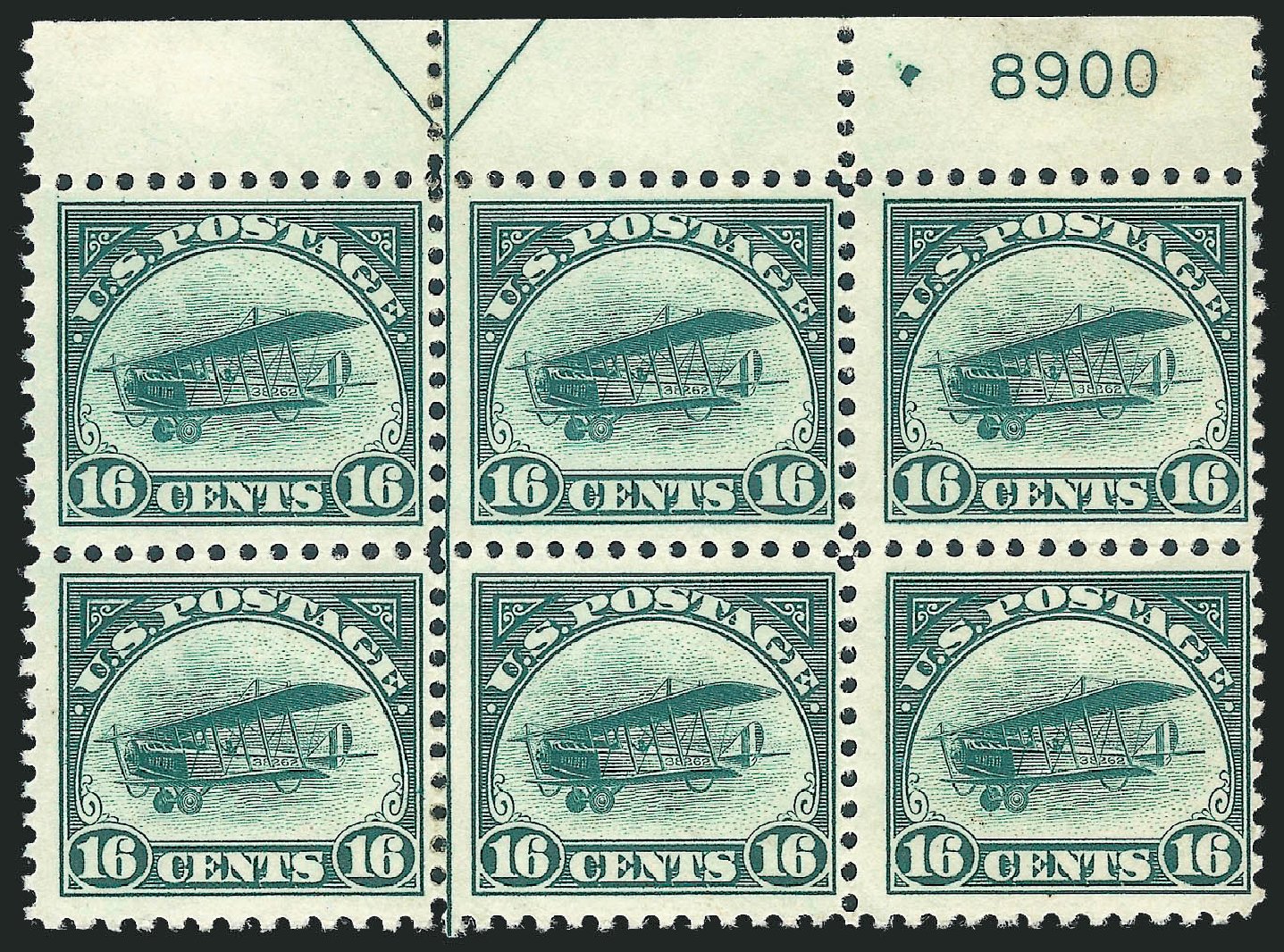 Prices of US Stamps Scott Catalogue #C2 - 1918 16c Air Curtiss Jenny. Robert Siegel Auction Galleries, Dec 2012, Sale 1037, Lot 2180