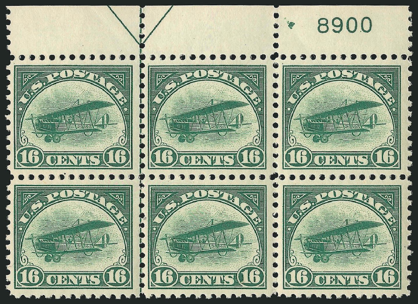 Cost of US Stamps Scott # C2 - 1918 16c Air Curtiss Jenny. Robert Siegel Auction Galleries, Feb 2015, Sale 1093, Lot 580