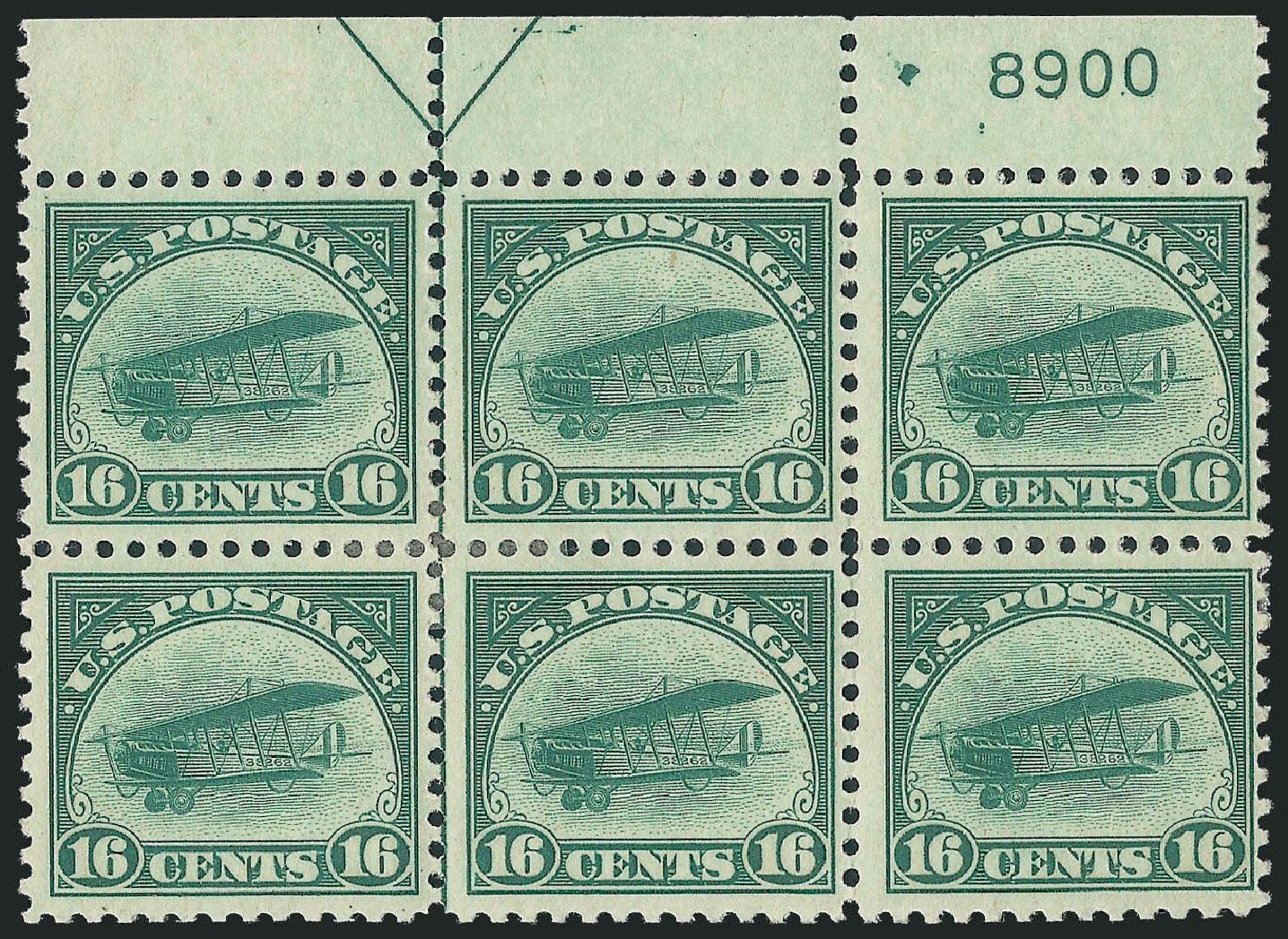 US Stamps Price Scott Catalog #C2: 16c 1918 Air Curtiss Jenny. Robert Siegel Auction Galleries, Sep 2009, Sale 976, Lot 2221