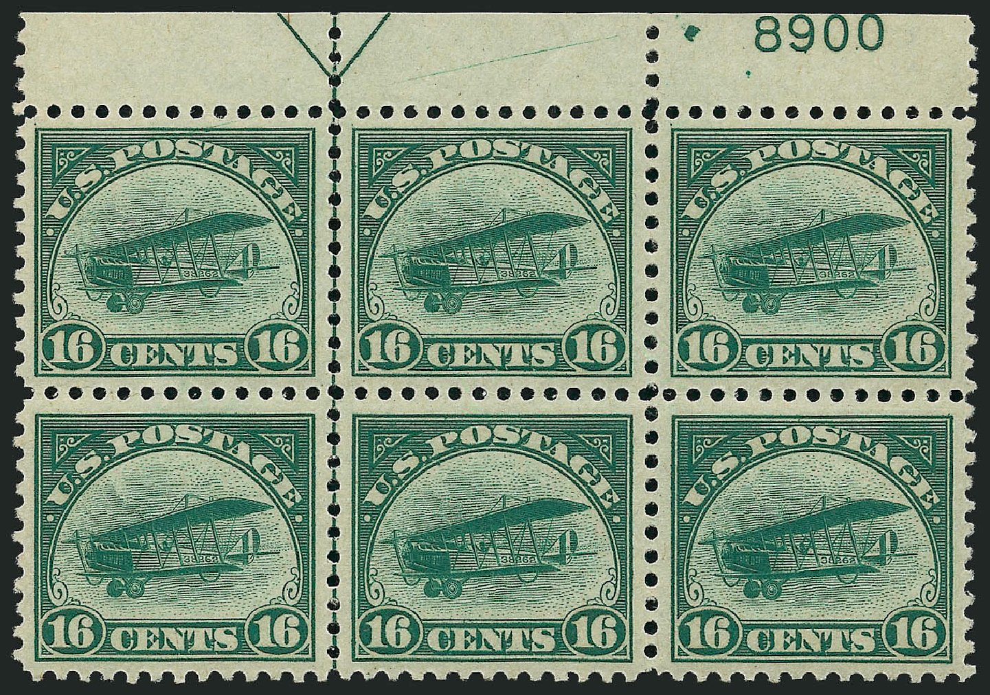 Prices of US Stamps Scott Catalog C2 - 16c 1918 Air Curtiss Jenny. Robert Siegel Auction Galleries, Apr 2010, Sale 984, Lot 1041