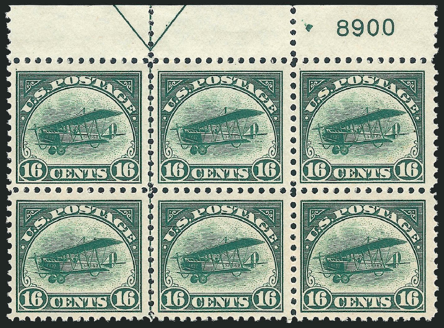 Value of US Stamp Scott C2: 1918 16c Air Curtiss Jenny. Robert Siegel Auction Galleries, Mar 2012, Sale 1019, Lot 914