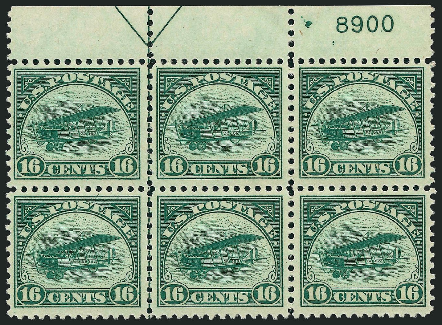 Costs of US Stamp Scott Catalog #C2 - 1918 16c Air Curtiss Jenny. Robert Siegel Auction Galleries, Sep 2008, Sale 962, Lot 2934