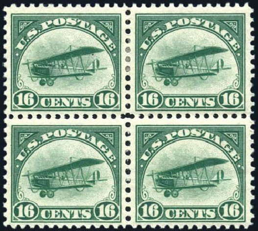 Value of US Stamp Scott C2 - 1918 16c Air Curtiss Jenny. Harmer-Schau Auction Galleries, Oct 2009, Sale 83, Lot 475