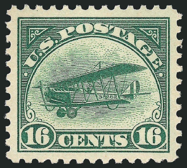 Costs of US Stamp Scott Catalogue C2 - 1918 16c Air Curtiss Jenny. Robert Siegel Auction Galleries, Oct 2011, Sale 1014, Lot 2135