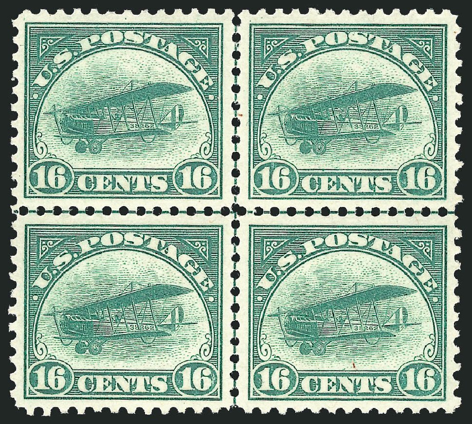 Values of US Stamp Scott Catalog #C2: 16c 1918 Air Curtiss Jenny. Robert Siegel Auction Galleries, Nov 2013, Sale 1061, Lot 4045