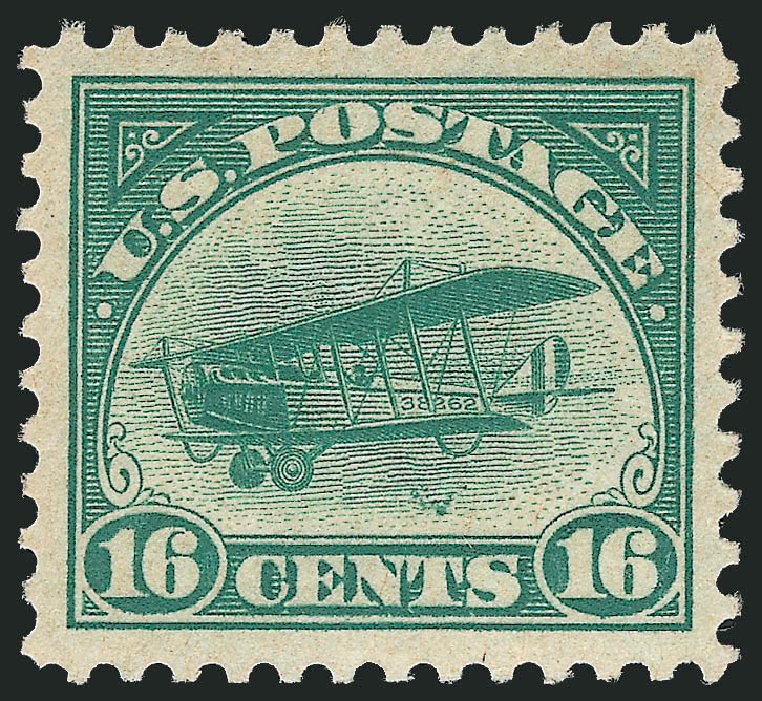 US Stamp Prices Scott Catalog C2 - 1918 16c Air Curtiss Jenny. Robert Siegel Auction Galleries, Dec 2008, Sale 967, Lot 5025