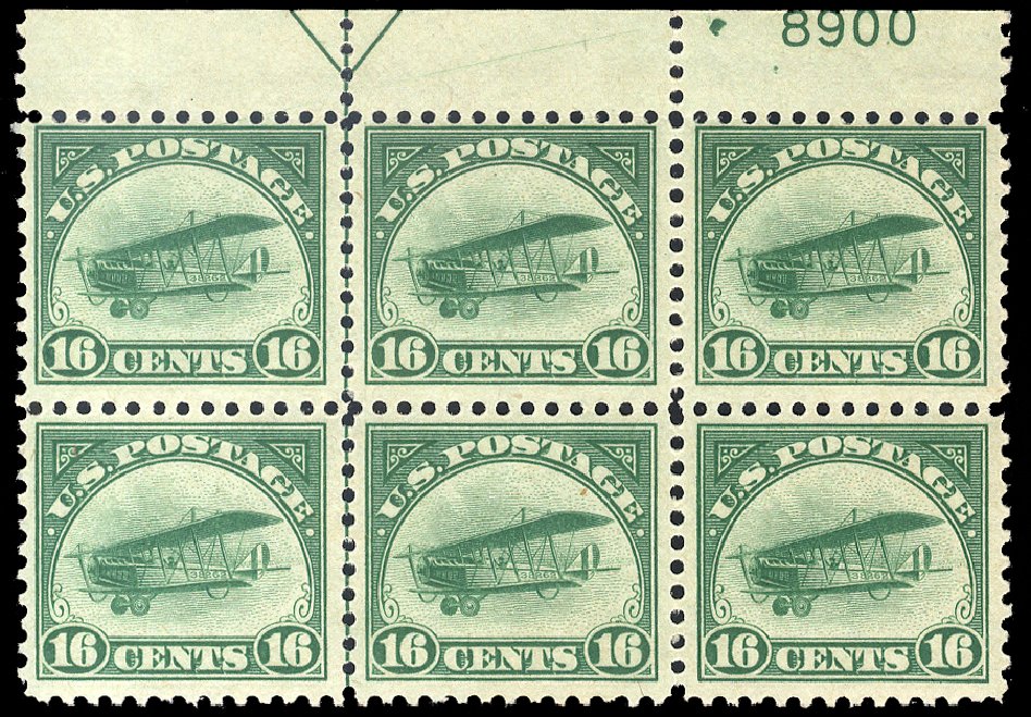 Price of US Stamps Scott #C2: 1918 16c Air Curtiss Jenny. Cherrystone Auctions, Jun 2011, Sale 201106, Lot 83