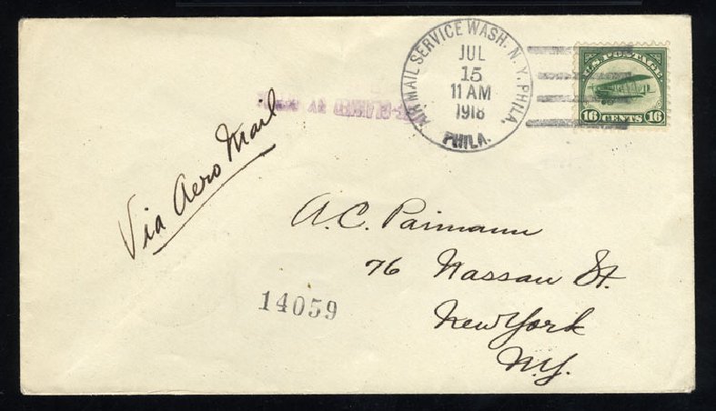 US Stamp Prices Scott Cat. #C2 - 1918 16c Air Curtiss Jenny. Cherrystone Auctions, Jun 2014, Sale 201406, Lot 113