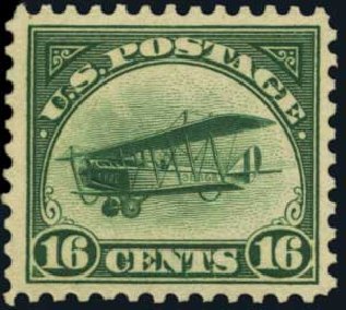 US Stamps Price Scott Cat. C2 - 1918 16c Air Curtiss Jenny. Harmer-Schau Auction Galleries, Oct 2011, Sale 91, Lot 316