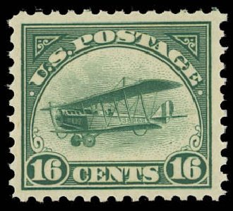 Costs of US Stamps Scott #C2 - 1918 16c Air Curtiss Jenny. Daniel Kelleher Auctions, Jun 2012, Sale 630, Lot 1956