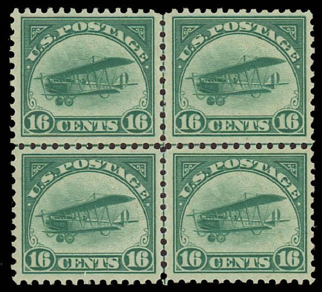 Prices of US Stamp Scott C2: 1918 16c Air Curtiss Jenny. Daniel Kelleher Auctions, Aug 2012, Sale 631, Lot 1606
