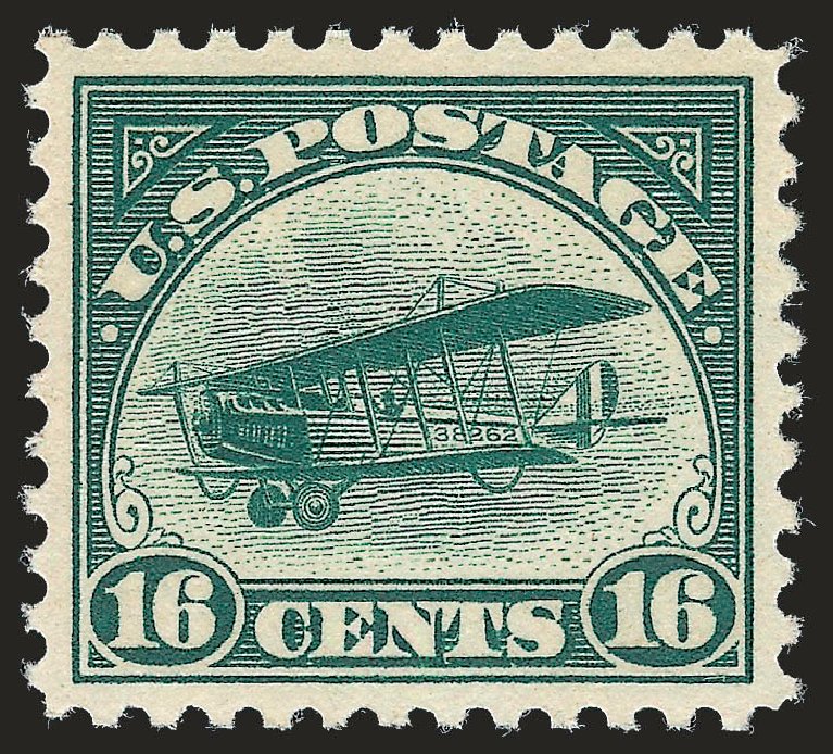 Costs of US Stamps Scott C2: 1918 16c Air Curtiss Jenny. Robert Siegel Auction Galleries, Dec 2008, Sale 967, Lot 5026