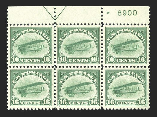 Costs of US Stamp Scott # C2: 1918 16c Air Curtiss Jenny. Spink Shreves Galleries, Jul 2012, Sale 140, Lot 336