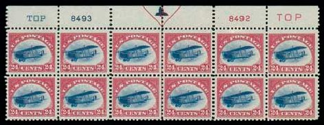 Values of US Stamp Scott Catalogue C3: 1918 24c Air Curtiss Jenny. Matthew Bennett International, Dec 2007, Sale 325, Lot 2347