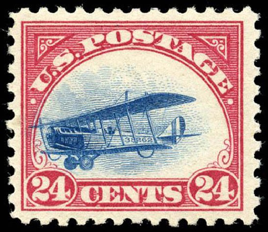 Value of US Stamps Scott Cat. #C3: 24c 1918 Air Curtiss Jenny. Matthew Bennett International, Apr 2008, Sale 326, Lot 557